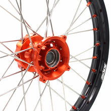 Load image into Gallery viewer, KKE 19in. 16in. Kid's Big Wheels Spoked Rims Fit KTM SX 85 2003-2020 Orange Nipples
