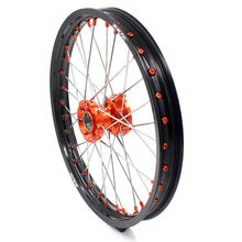 Load image into Gallery viewer, KKE 19in. 16in. Kid's Big Wheels Spoked Rims Fit KTM SX 85 2003-2020 Orange Nipples
