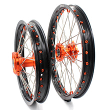 Load image into Gallery viewer, KKE 19in. 16in. Kid's Big Wheels Spoked Rims Fit KTM SX 85 2003-2020 Orange Nipples
