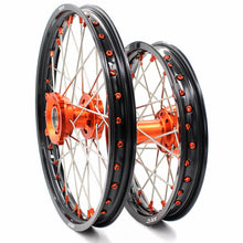 Load image into Gallery viewer, KKE 17"*1.4/14"*1.6 Small Kid's Wheels Rims Set For KTM SX 85 2021-2024 Orange Nipples
