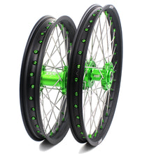 Load image into Gallery viewer, KKE 21 &amp; 19 MX Wheels for Kawasaki KX250F 2019 and 2021 Green Nipple(2020 Excluded)
