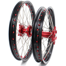 Load image into Gallery viewer, KKE 21 &amp; 19 Wheels for Suzuki RMZ250 2007-2025 RMZ450 2005-2025 Red Nipples
