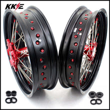 Load image into Gallery viewer, KKE 17 Inch OEM Size Supermoto Wheels for Honda XR650L 1993-2024 Red Nipple
