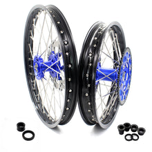 Load image into Gallery viewer, KKE 21 &amp; 18 Enduro Wheels for YAMAHA WR250F 2001-2016 WR450F 2003-2015 Blue&amp;Black 250mm Disc
