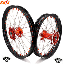 Load image into Gallery viewer, KKE 21" 18" Cast Enduro Wheels For KTM EXC EXC-F EXC-E 2003-2025 Orange Nipples
