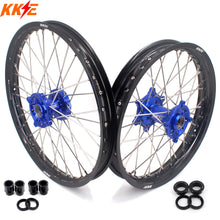 Load image into Gallery viewer, KKE 1.6*21 &amp; 2.15*19 Wheels Rims Fit Kawasaki KX450 2019-2025 KX450X 2021-2025 Blue Hubs
