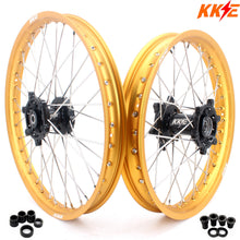 Load image into Gallery viewer, KKE 21 &amp; 19 MX Gold Rims for Suzuki RM125 RM250 1996-2000 Black Hub
