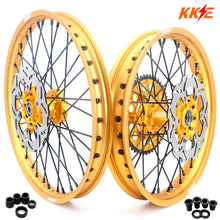 Load image into Gallery viewer, KKE 21 &amp; 19 MX Gold Wheels for Suzuki RM125 RM250 1996-2000 Black Spoke

