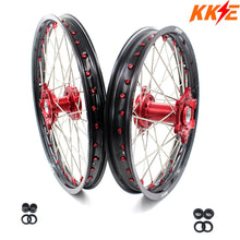 Load image into Gallery viewer, KKE 21 &amp; 19 Wheels for Suzuki RMZ250 2007-2025 RMZ450 2005-2025 Red Nipples
