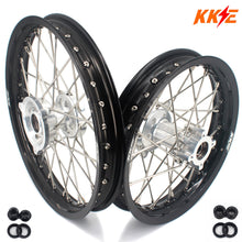 Load image into Gallery viewer, KKE 14 &amp; 12 Small Kid's Wheels Rims Set for KTM 65 SX 2002-2024 Silver&amp;Black
