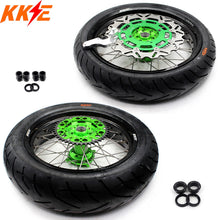 Load image into Gallery viewer, KKE 17inch KX450 KX450X KX250F 2020 KX450F 2019-2021 KX450 2019-2023 For KAWASAKI Supermoto Rims CST Tires Green
