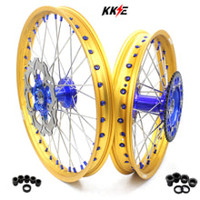 Load image into Gallery viewer, KKE 21"&amp;18" Enduro Dirtbike Casting Wheels For YAMAHA YZ125 YZ250 1999-2016 YZ250F YZ450F 2003-2015 Gold Rim With Disc
