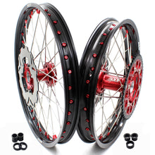 Load image into Gallery viewer, KKE 21/18 21/19 MX Wheels Rims Set For Honda XR400R 1996-2004 XR600R 1991-2000 Red Nipples
